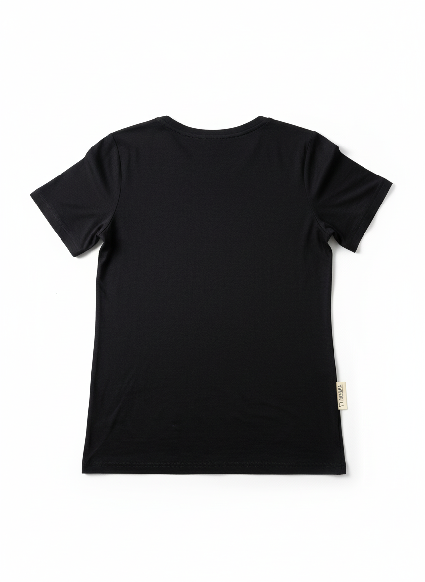 T-shirt damski Naruna V z wełny merino, czarny