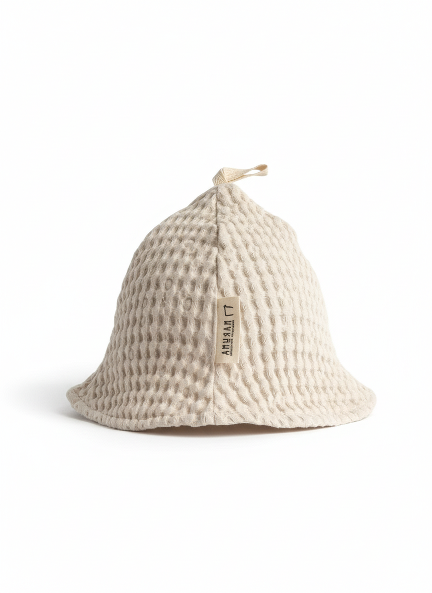 Czapeczka do saunowania 50%len 50wełna